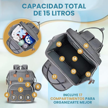 Mochila para pañales con cuna